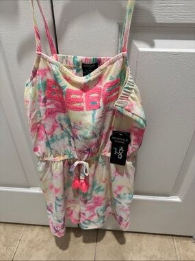 bebe Girls Pink & Teal Tie-Dye Romper